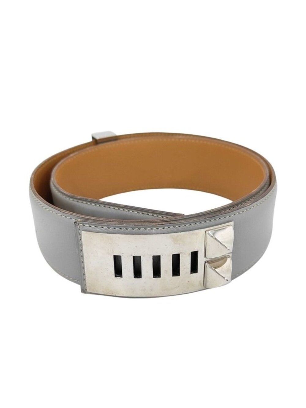 Hermes Belt Collier de Chien Blue Leather Silver